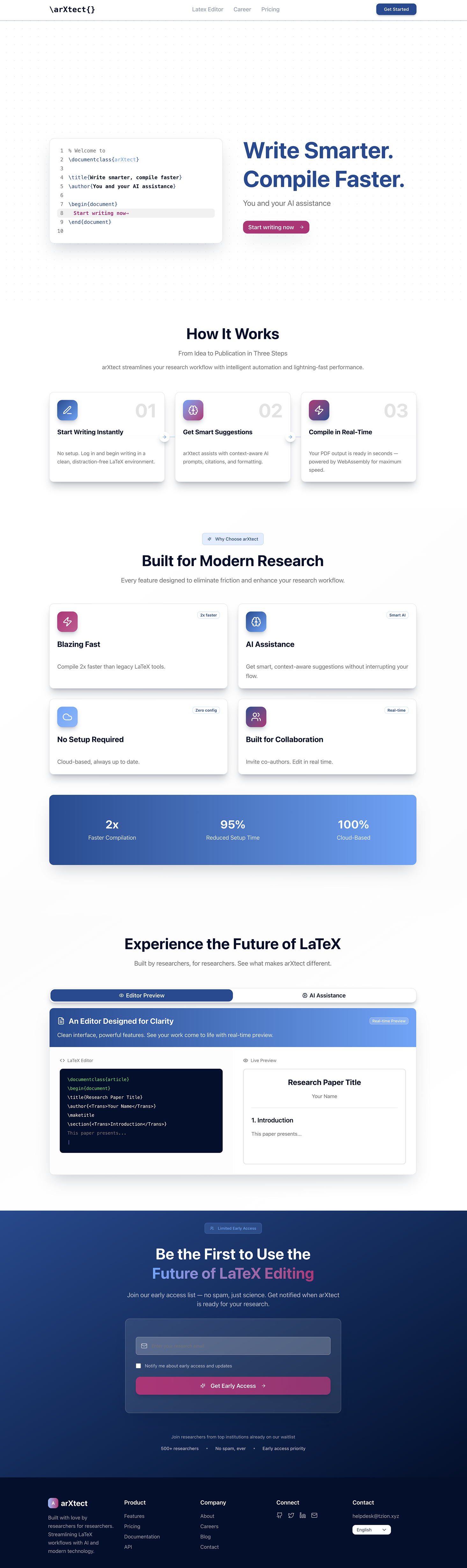New arXtect landing page