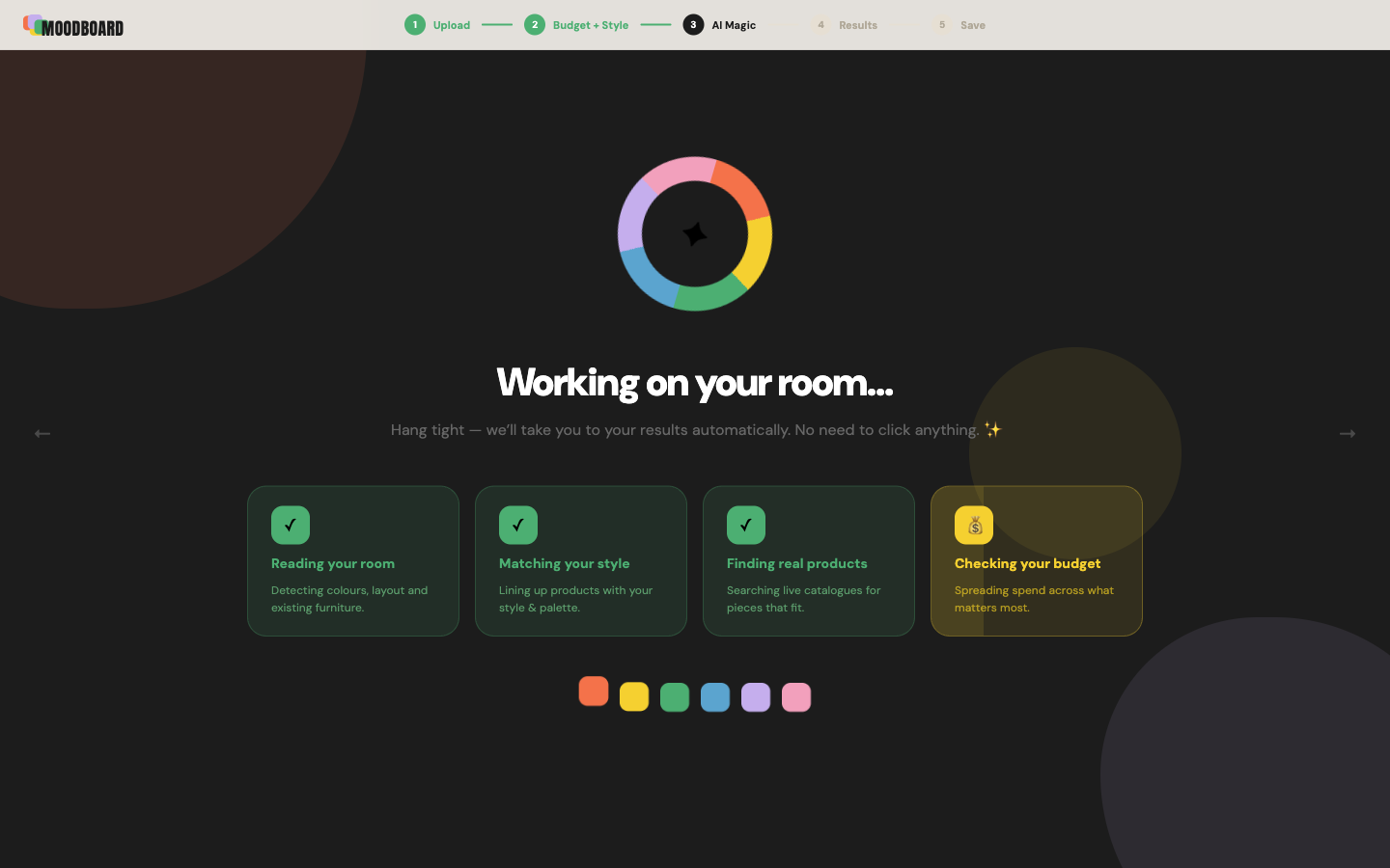 MoodBoard Generating screen